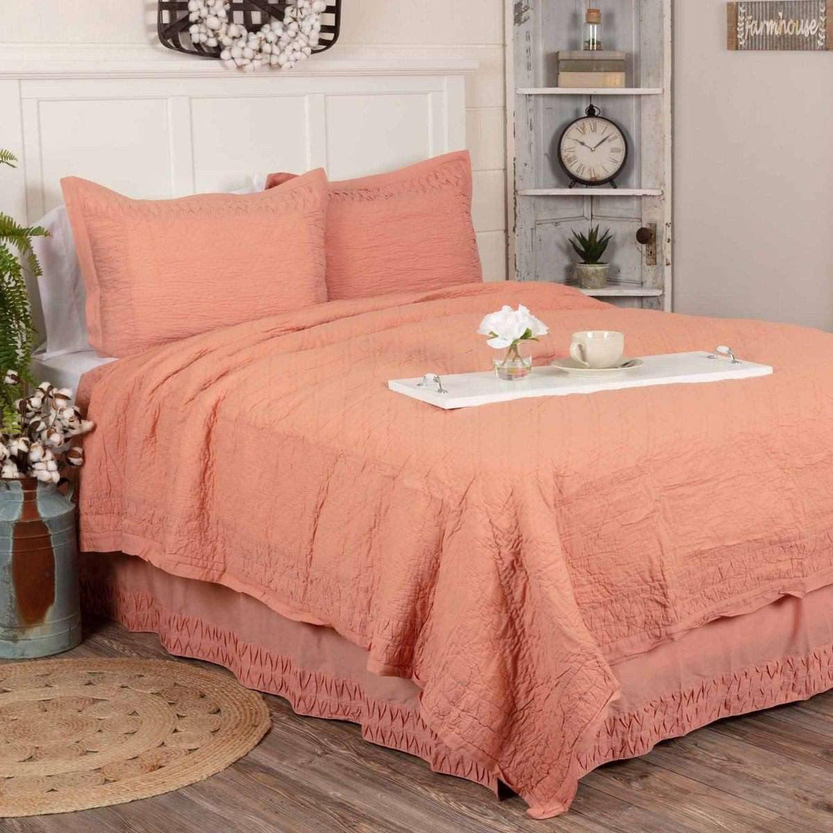 Adelia Apricot Queen Quilt 90Wx90L VHC Brands