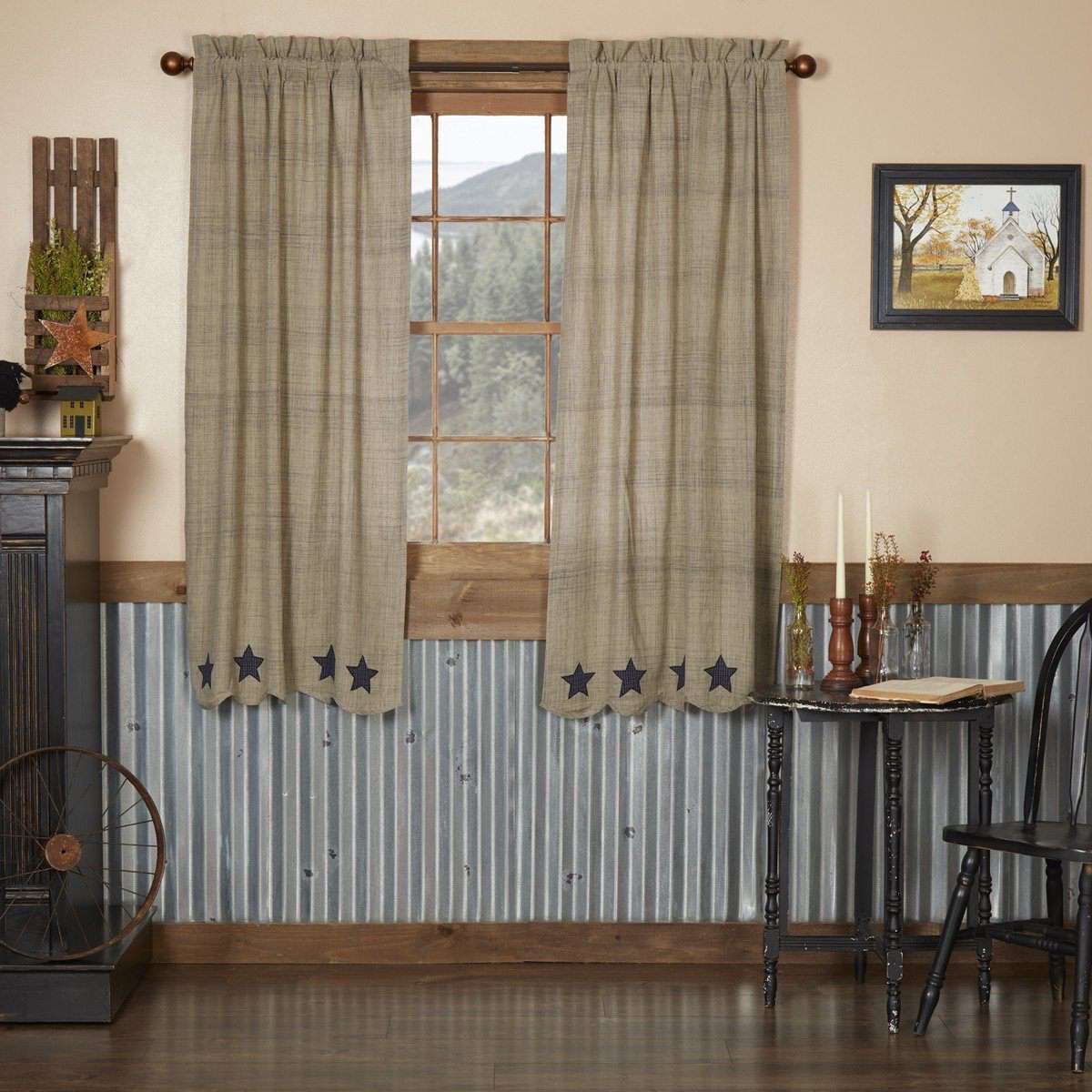 Vincent Scalloped Short Panel Curtain Set of 2 63