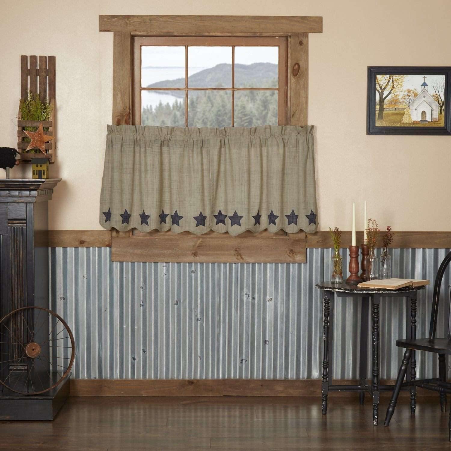 Vincent Scalloped Tier Curtain Set of 2 L24xW36 - The Fox Decor