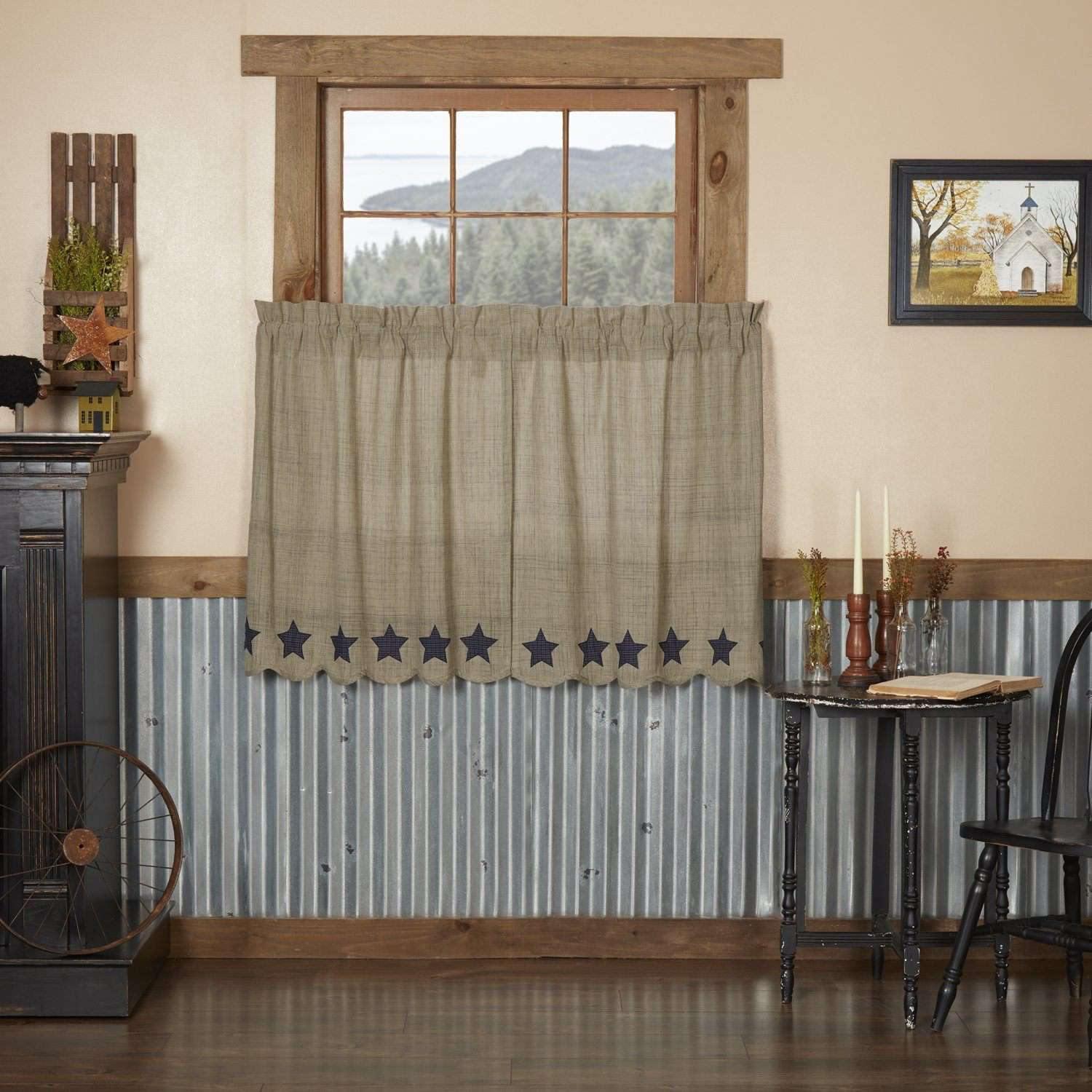 Vincent Scalloped Tier Curtain Set of 2 L36xW36 - The Fox Decor