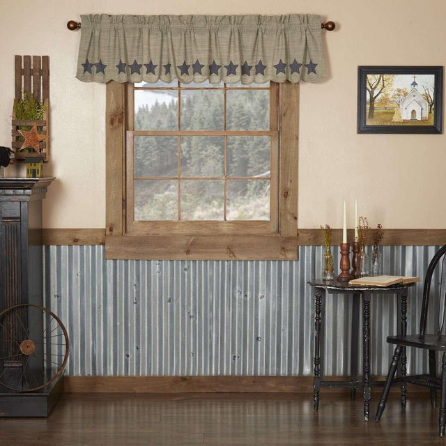 Vincent Scalloped Valance Curtain Khaki Green, Navy - The Fox Decor