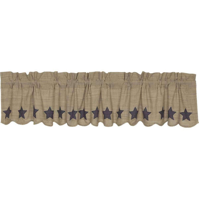 Vincent Scalloped Valance Curtain Khaki Green, Navy - The Fox Decor