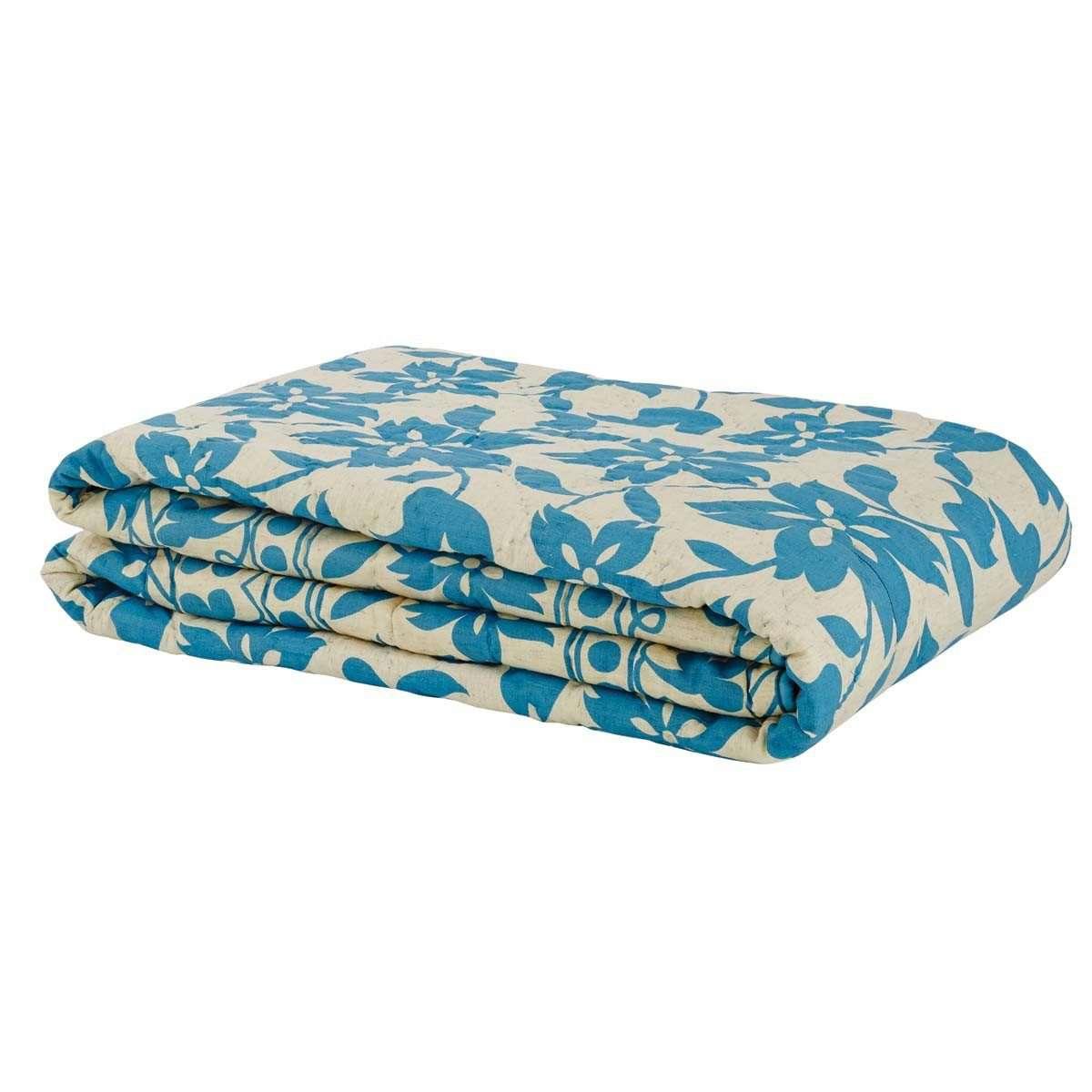 Briar Azure Queen Quilt 90Wx90L VHC Brands folded