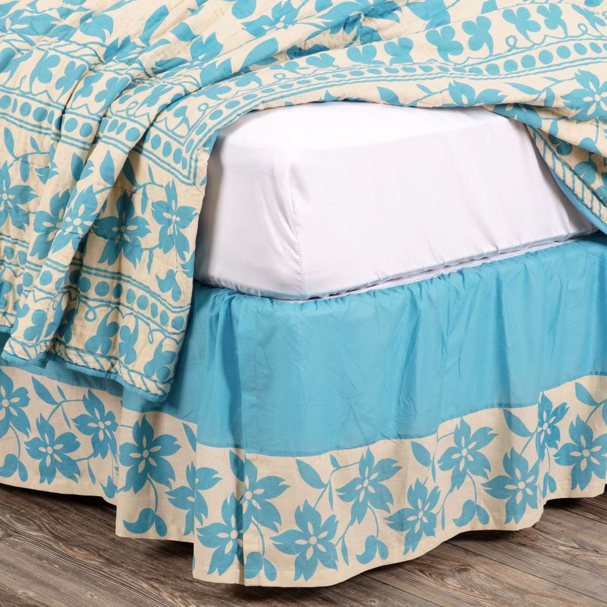 Briar Azure Bed Skirts Turquoise, Creme VHC Brands - The Fox Decor