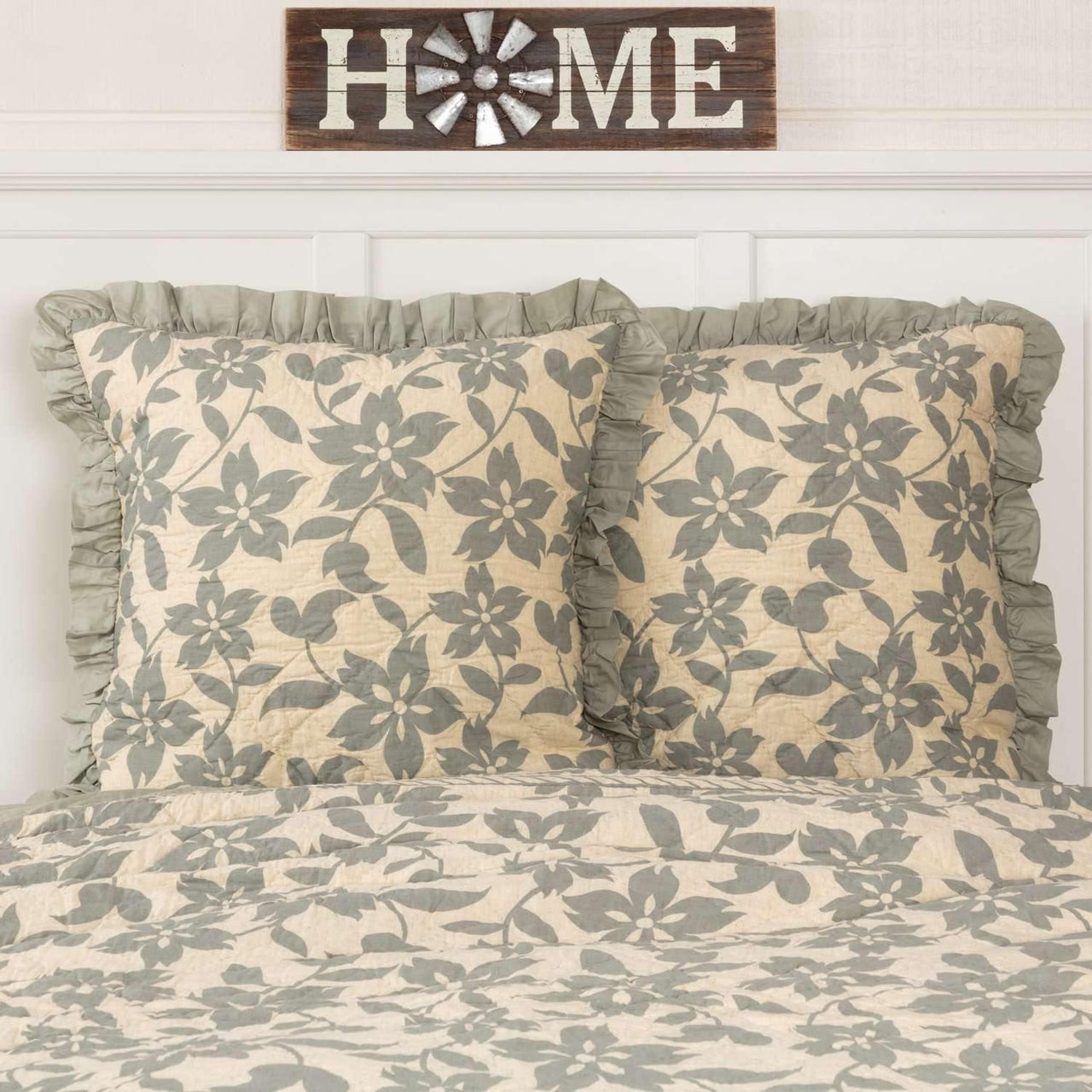 Briar Sage Quilted Euro Sham 26x26 VHC Brands - The Fox Decor