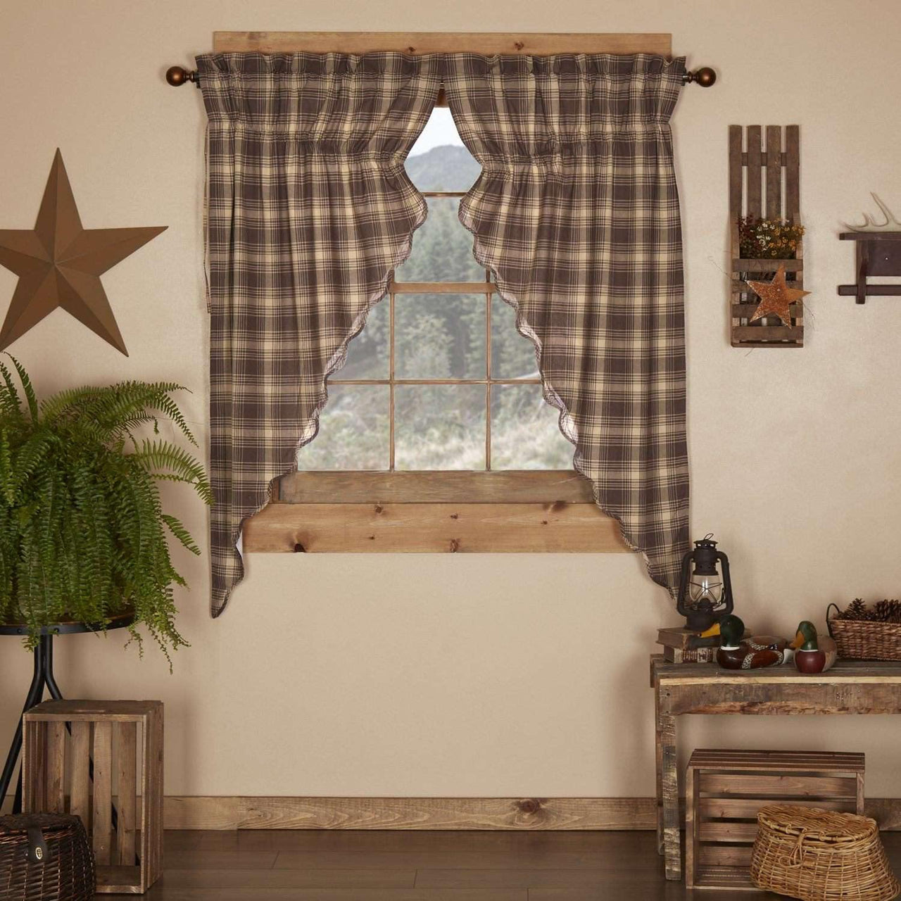 Dawson Star Scalloped Prairie Short Panel Curtain Set of 2 63x36x18