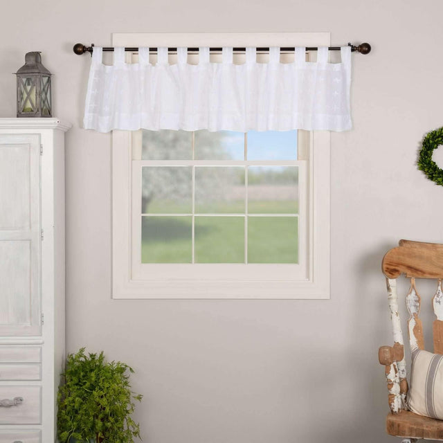 Willow White Tab Top Valance Curtain 16x90 - The Fox Decor