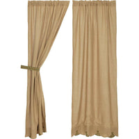 Thumbnail for Burlap w/Green Check Scalloped Panel Curtain Set of 2 84x40 VHC Brands - The Fox Decor