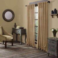 Thumbnail for Burlap w/Green Check Scalloped Panel Curtain Set of 2 84x40 VHC Brands - The Fox Decor