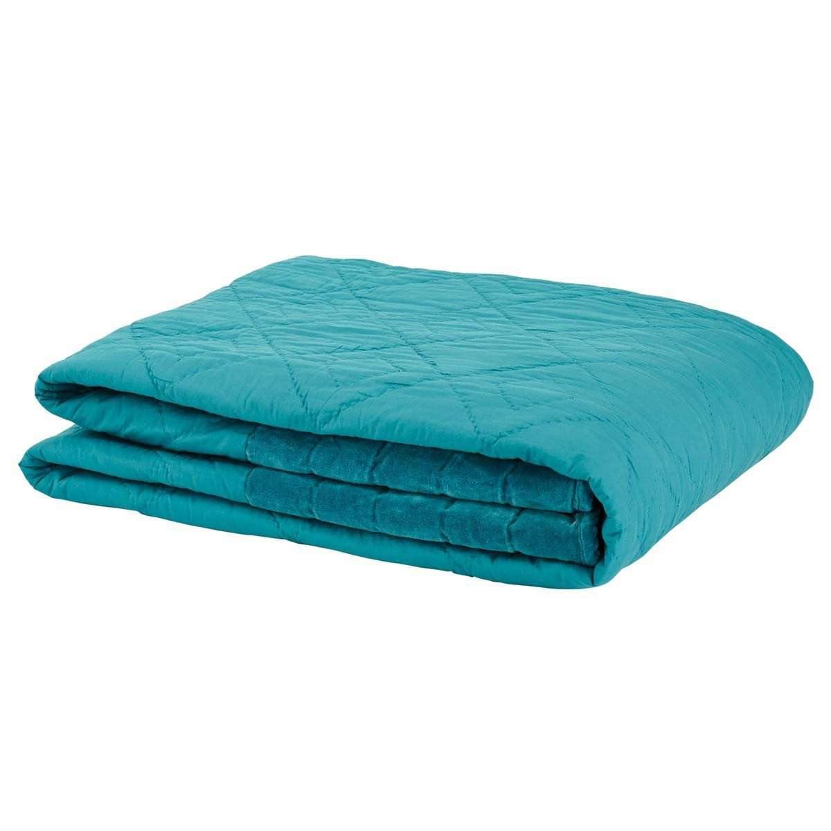 Eleanor Teal Queen Quilt 90Wx90L VHC Brands folded
