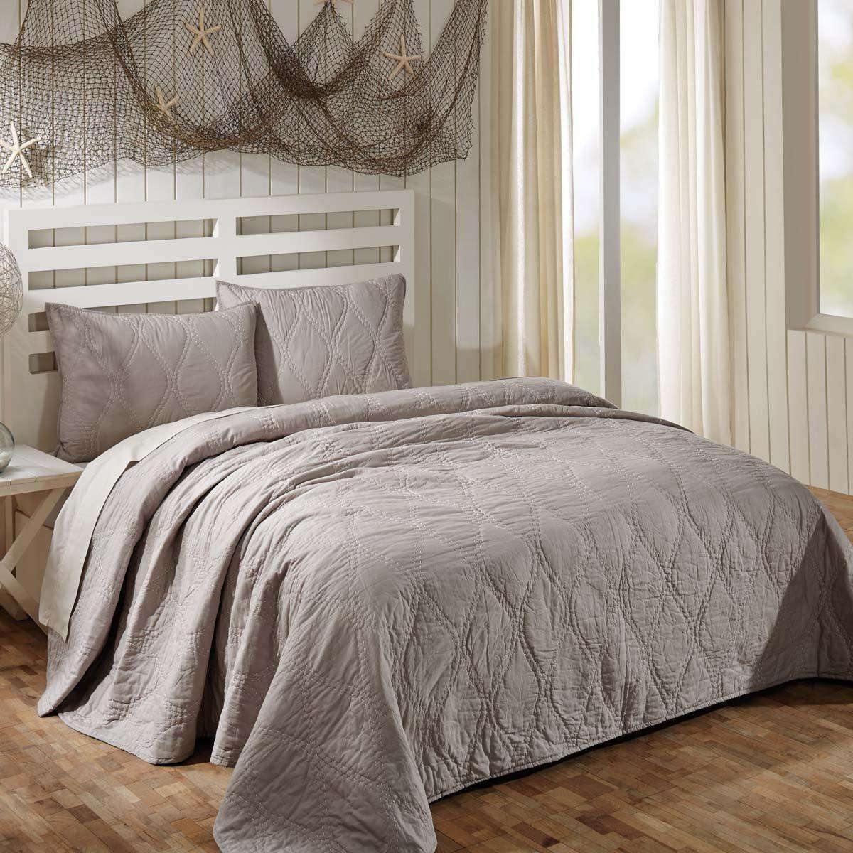 Harbour Grey Twin Quilt 68Wx86L VHC Brands - The Fox Decor