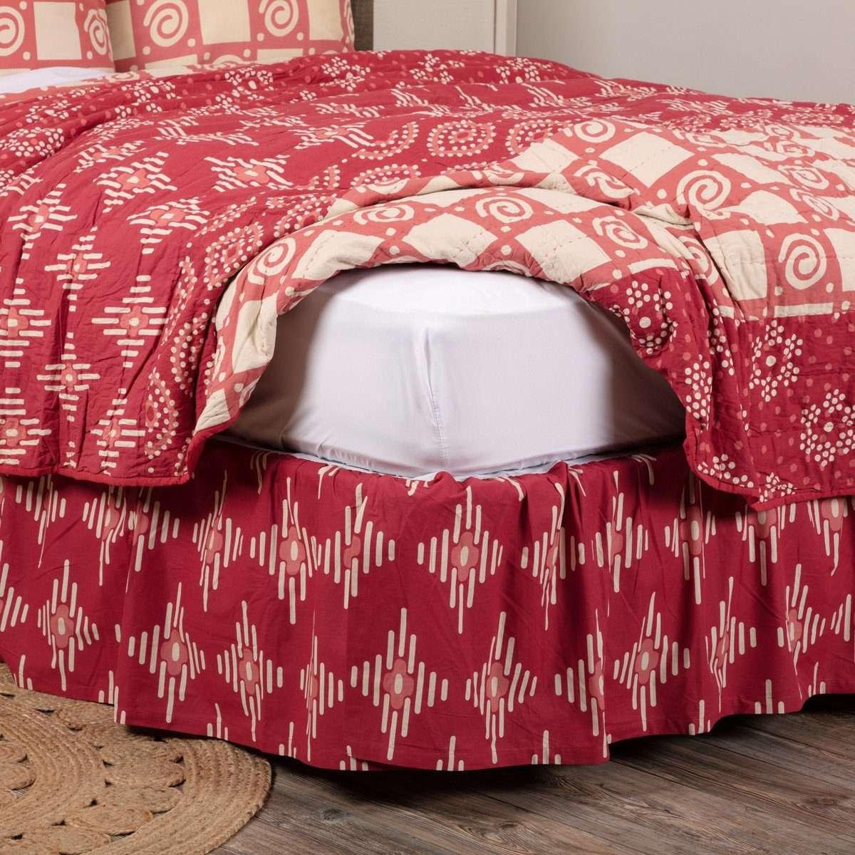 Paloma Crimson Bed Skirts Crimson, Parchment VHC Brands - The Fox Decor