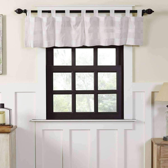 Quinn White Tab Top Valance Curtain 16x72 - The Fox Decor