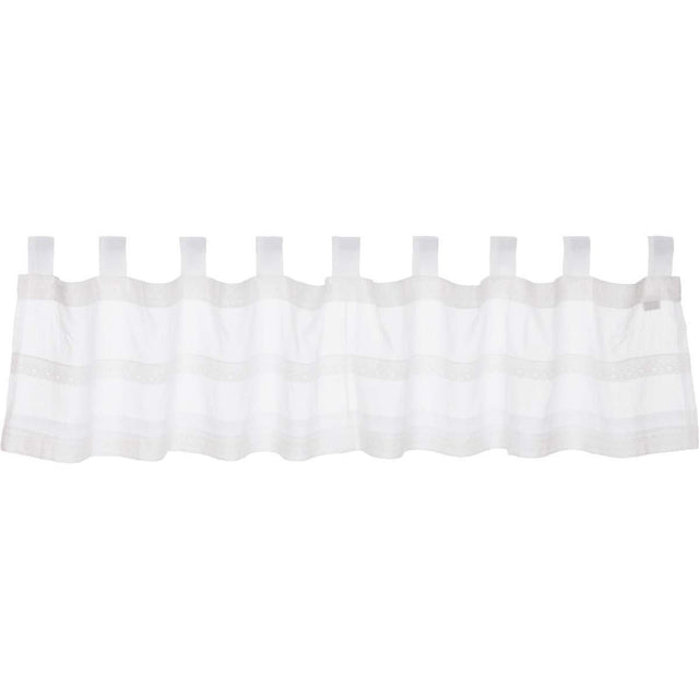 Quinn White Tab Top Valance Curtain 16x72 - The Fox Decor