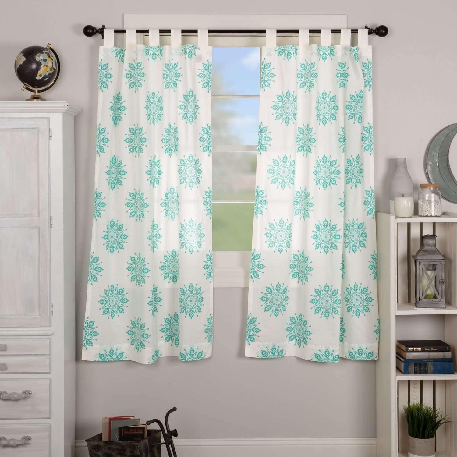 Mariposa Turquoise Short Panel Curtain Set of 2 63x36 - The Fox Decor