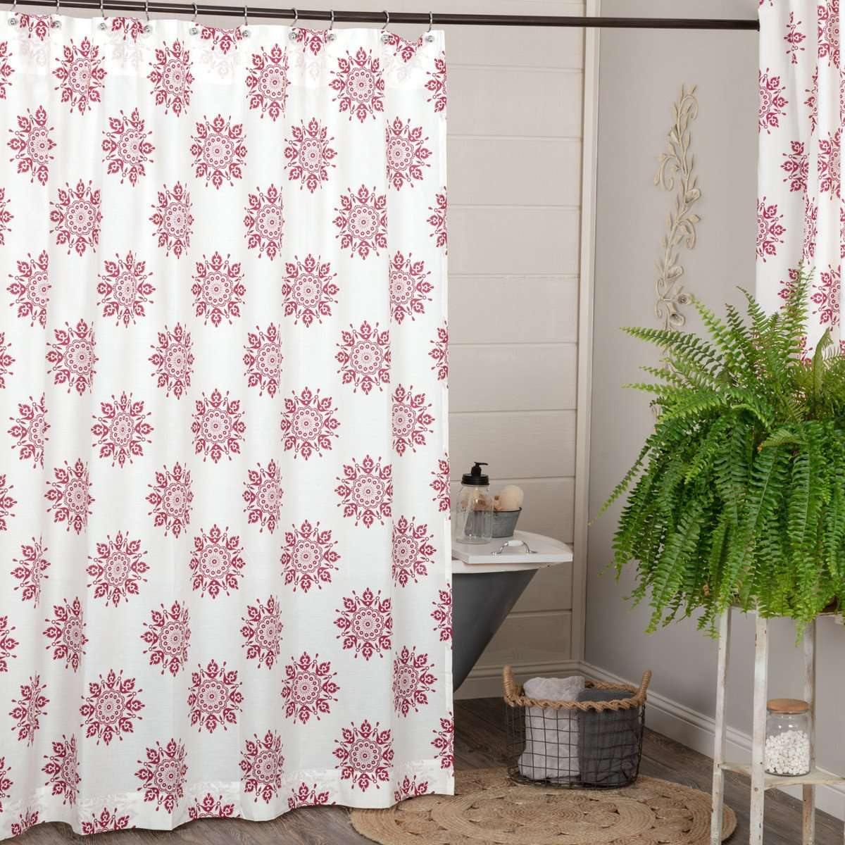 Mariposa Fuchsia Shower Curtain 72"x 72" Marshmallow, Turquoise - VHC Brands - The Fox Decor