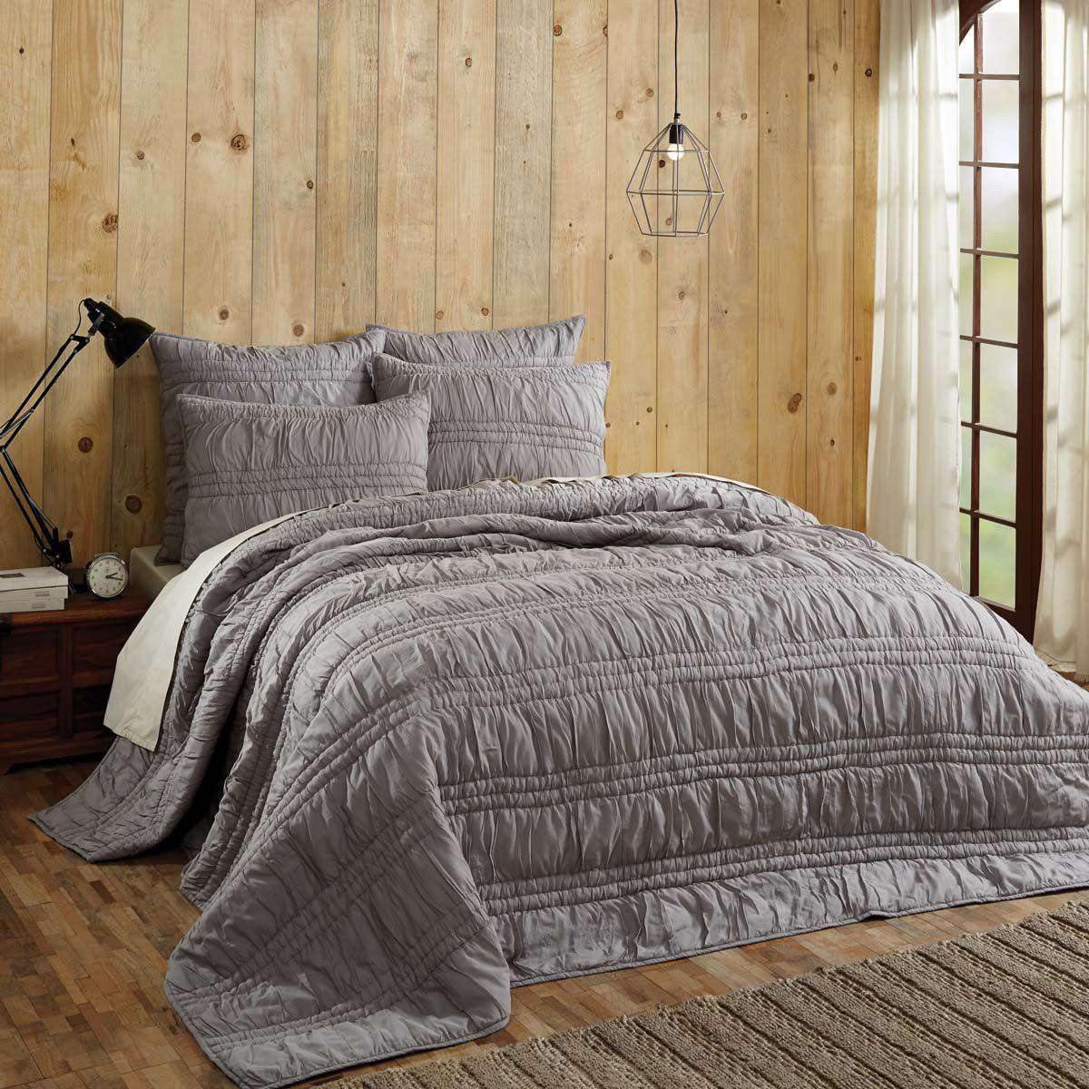 Natasha Urban Grey Twin Set; Quilt 68Wx86L-1 Sham 21x27 VHC Brands - The Fox Decor