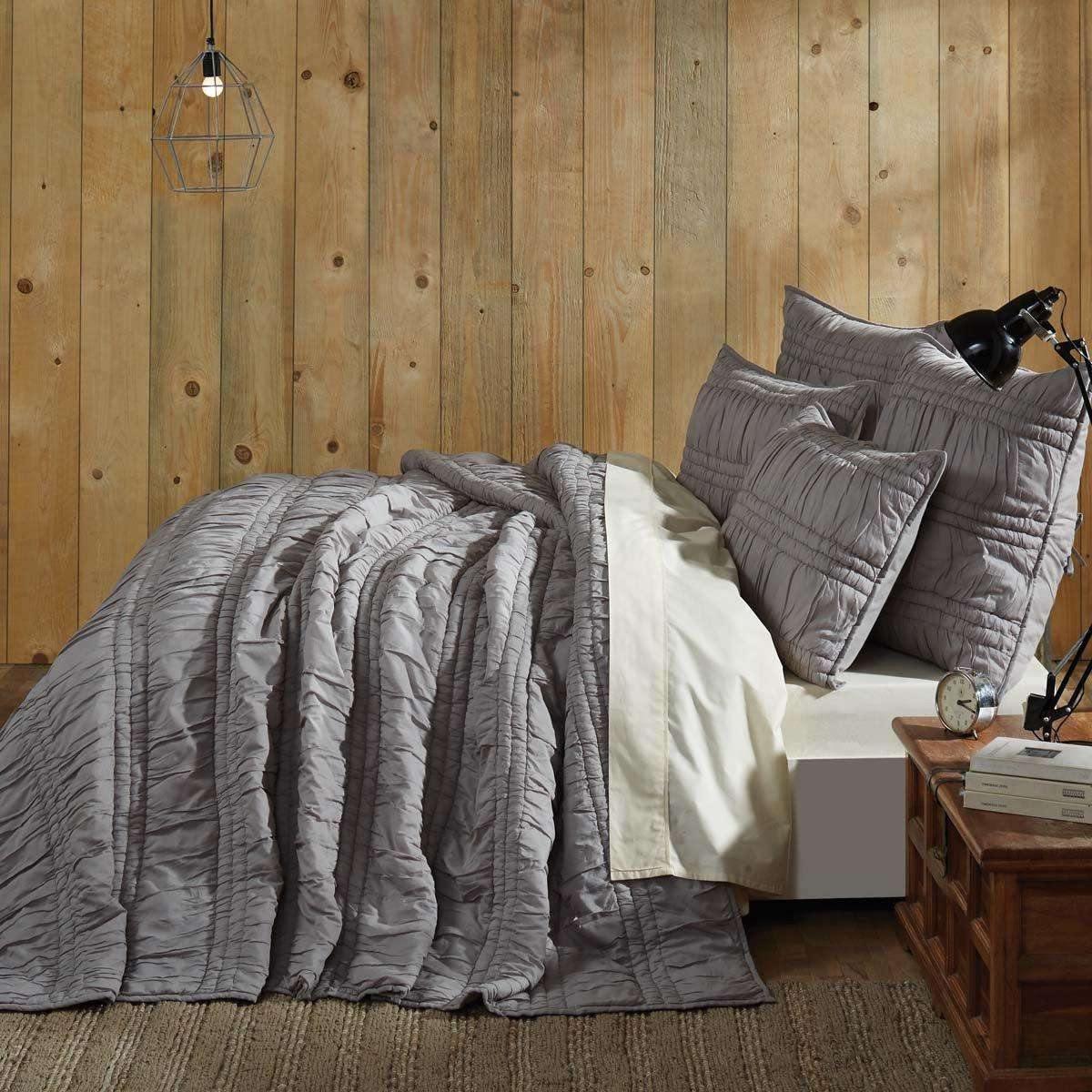 Natasha Urban Grey Twin Set; Quilt 68Wx86L-1 Sham 21x27 VHC Brands - The Fox Decor