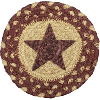 Thumbnail for Burgundy Tan Jute Coaster Stencil Star Set of 6 VHC Brands - The Fox Decor