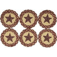 Thumbnail for Burgundy Tan Jute Coaster Stencil Star Set of 6 VHC Brands - The Fox Decor