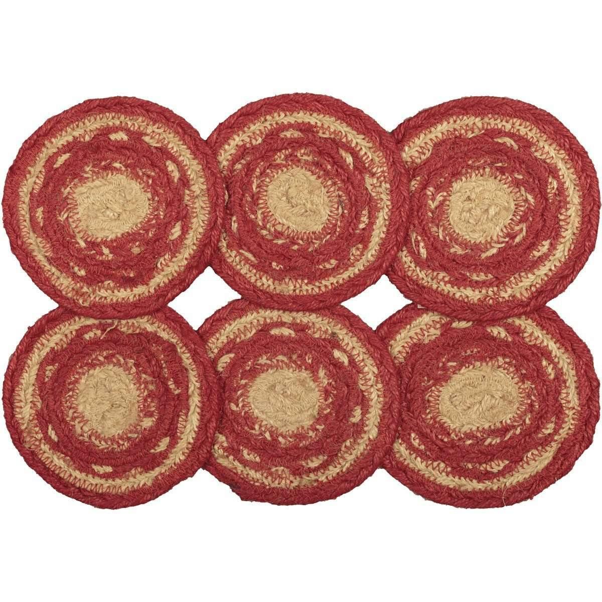 Cunningham Jute Braided Coaster Set of 6 VHC Brands - The Fox Decor