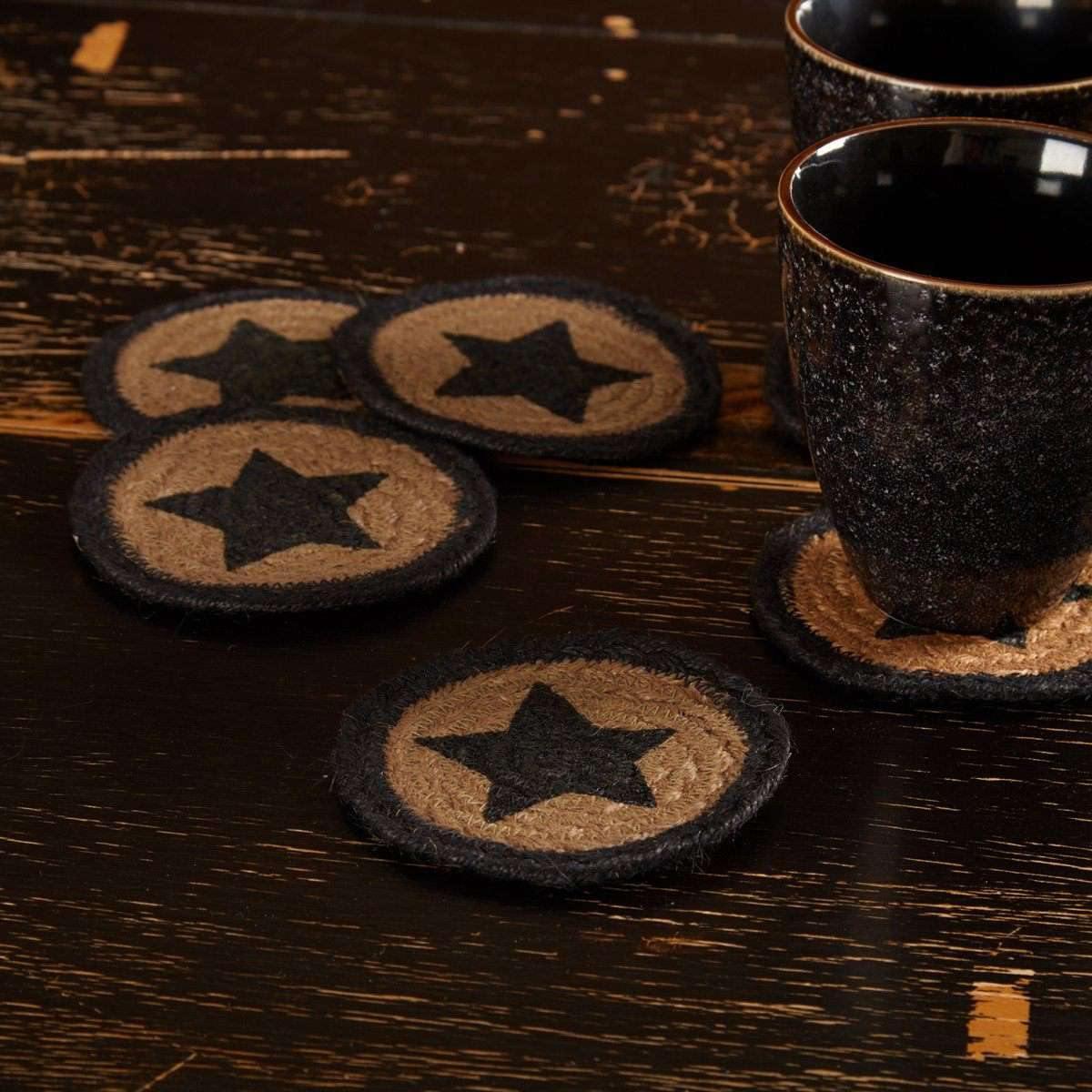 Farmhouse Jute Coaster Stencil Star Set of 6 VHC Brands - The Fox Decor