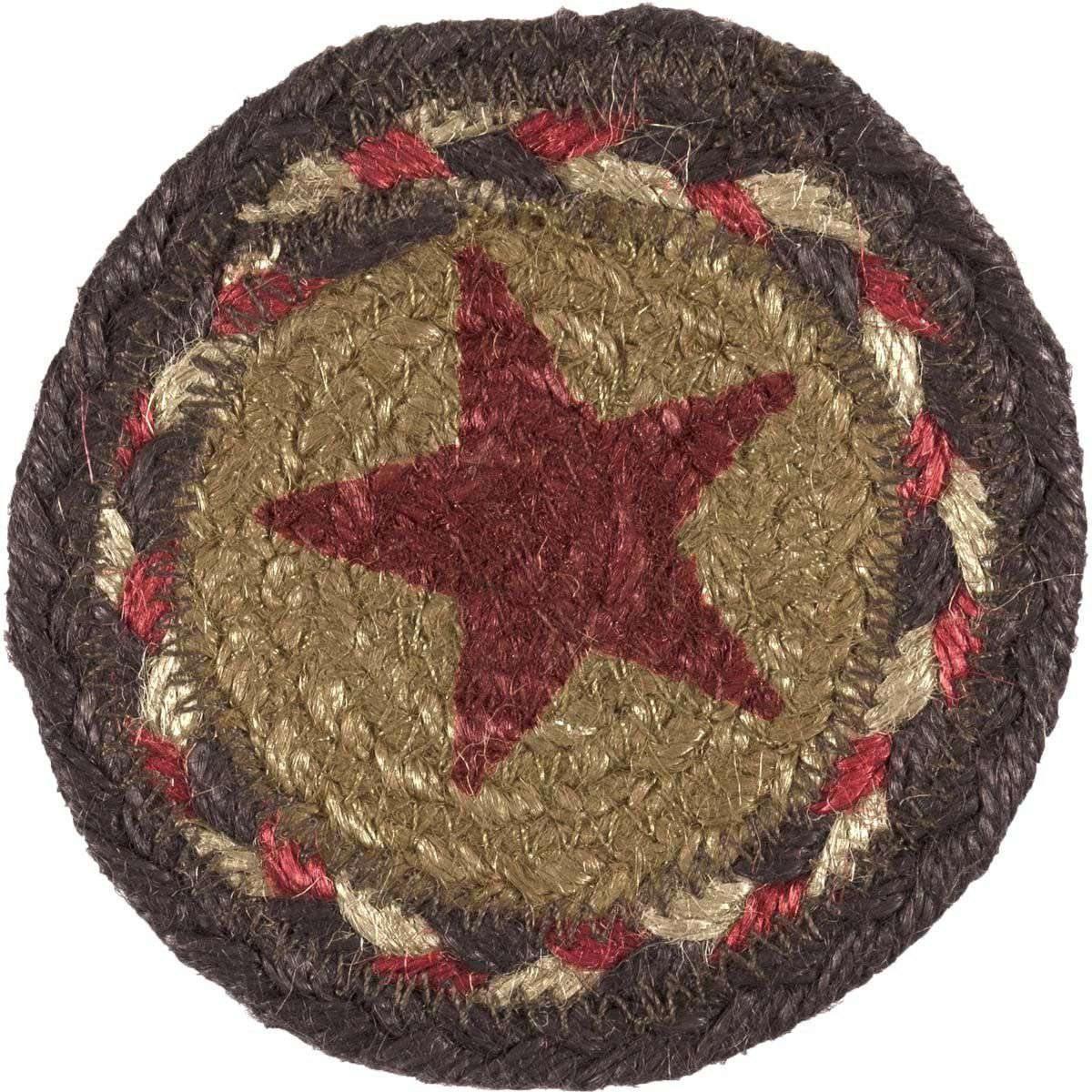 Landon Jute Coaster Stencil Stars Set of 6 VHC Brands - The Fox Decor