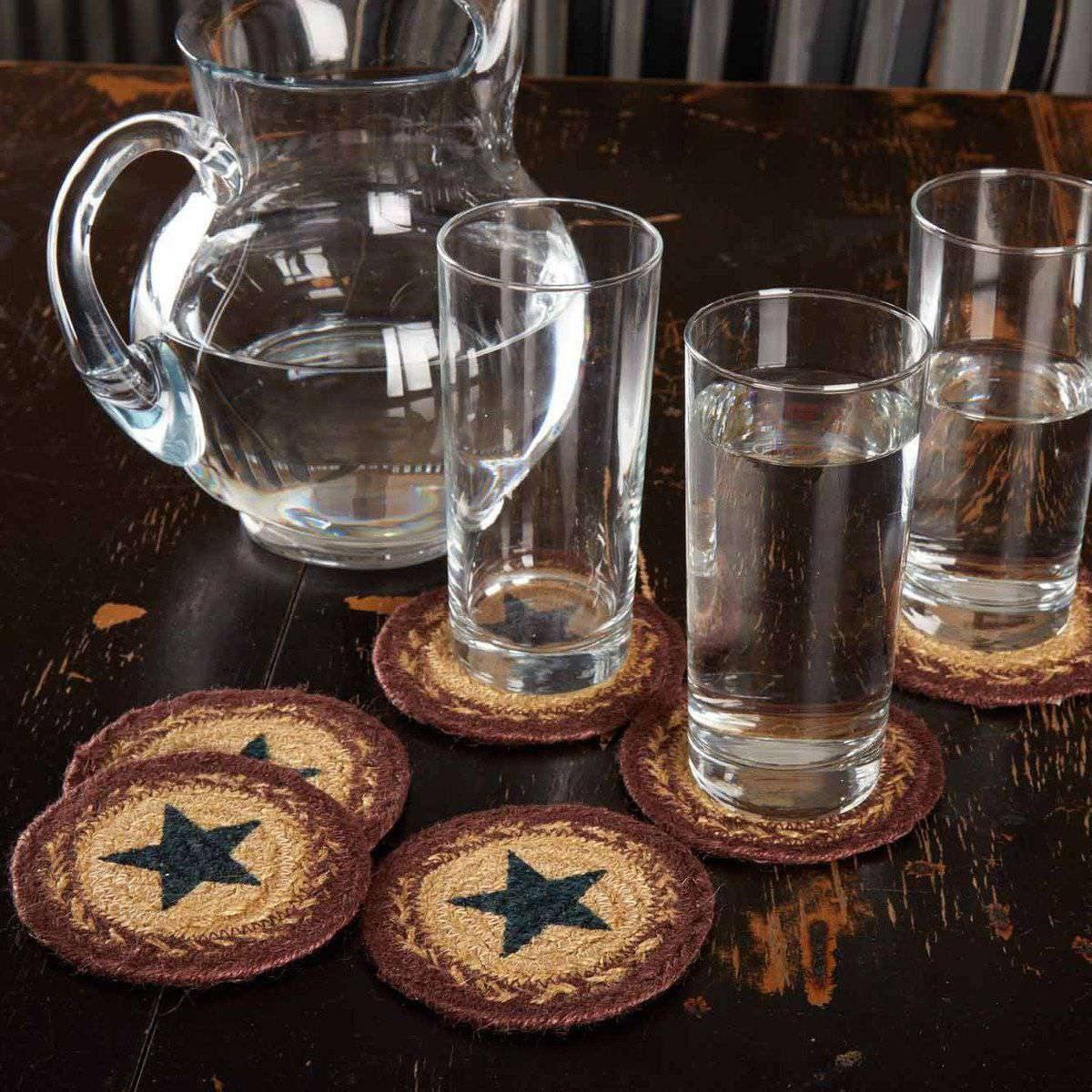 Potomac Jute Coaster Stencil Star Set of 6 VHC Brands - The Fox Decor