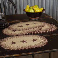 Thumbnail for Burgundy Tan Stencil Stars Jute Braided Placemat Set of 6 - The Fox Decor