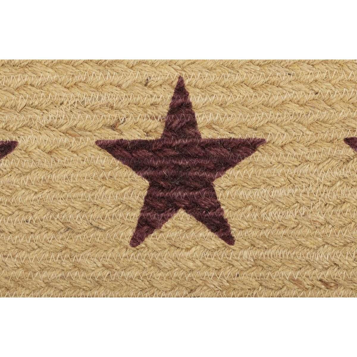 Burgundy Tan Stencil Stars Jute Braided Placemat Set of 6 - The Fox Decor