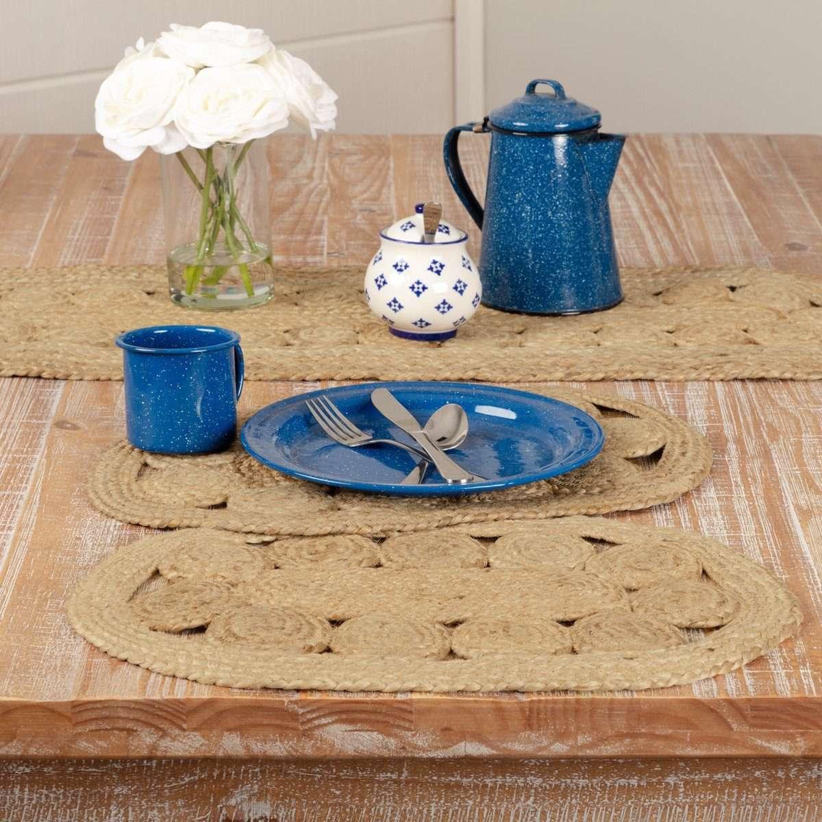 Celeste Jute Braided Placemat Set of 6 VHC Brands - The Fox Decor