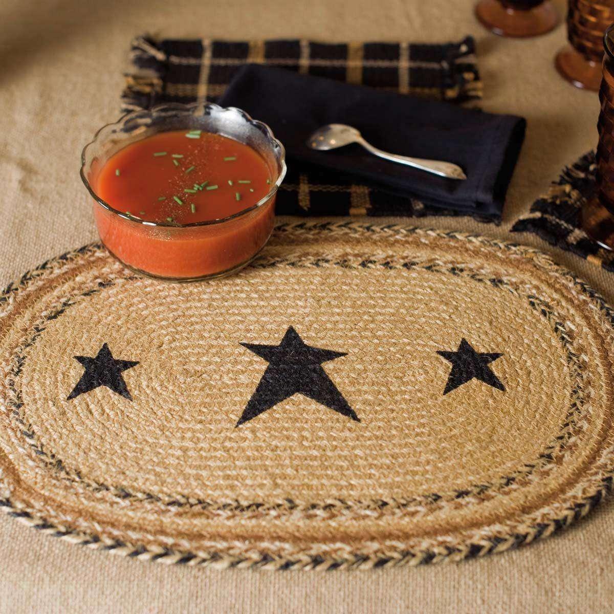 Kettle Grove Stencil Star Jute Braided Placemat Set of 6 - The Fox Decor