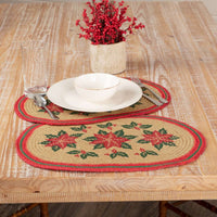 Thumbnail for Poinsettia Jute Braided Placemat Set of 6 VHC Brands - The Fox Decor