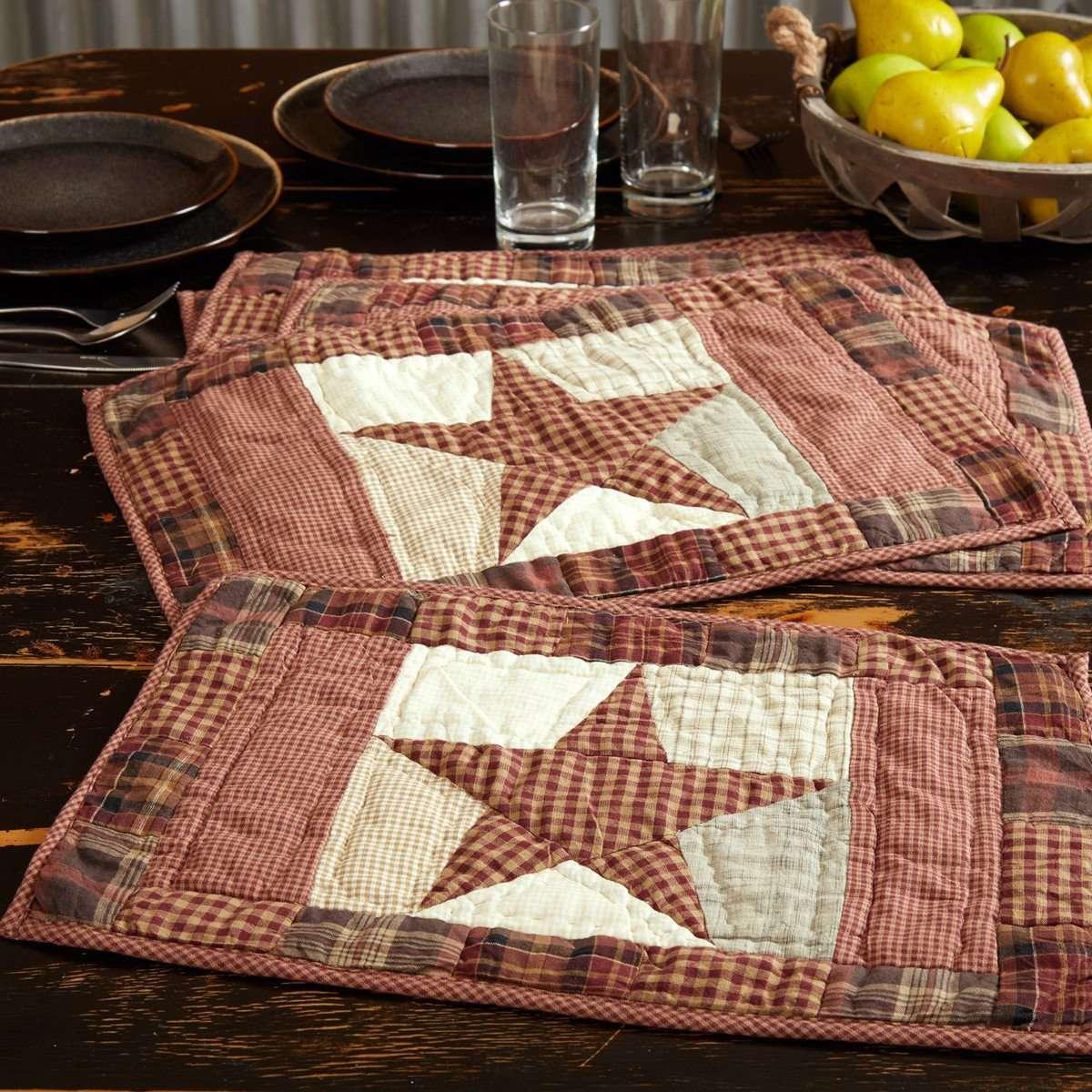 Abilene Star Quilted Cotton Placemat Set of 6 - The Fox Decor