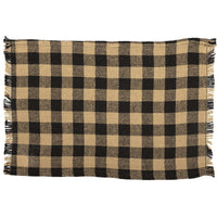 Thumbnail for Burlap Black Check Placemat Fringed Set of 6 - The Fox Decor