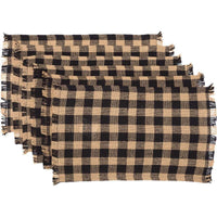 Thumbnail for Burlap Black Check Placemat Fringed Set of 6 - The Fox Decor