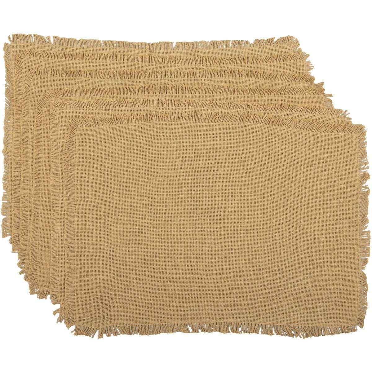 Burlap Natural/Vintage White Placemats Set of 6 Fringed - The Fox Decor