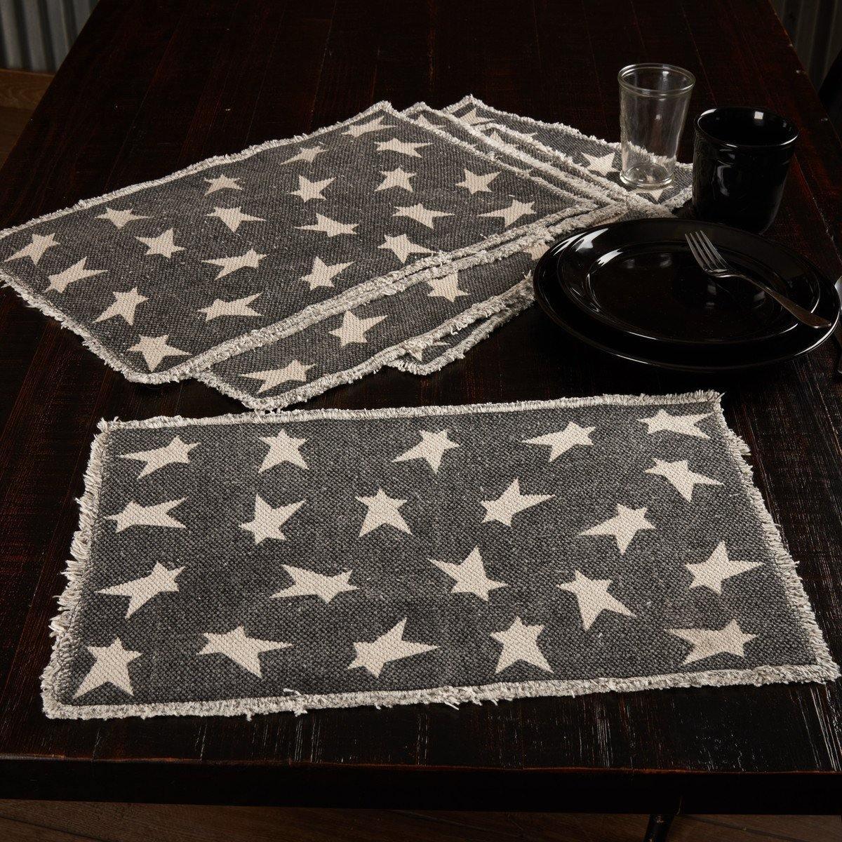 Black Primitive Star Placemat Set of 6 VHC Brands - The Fox Decor