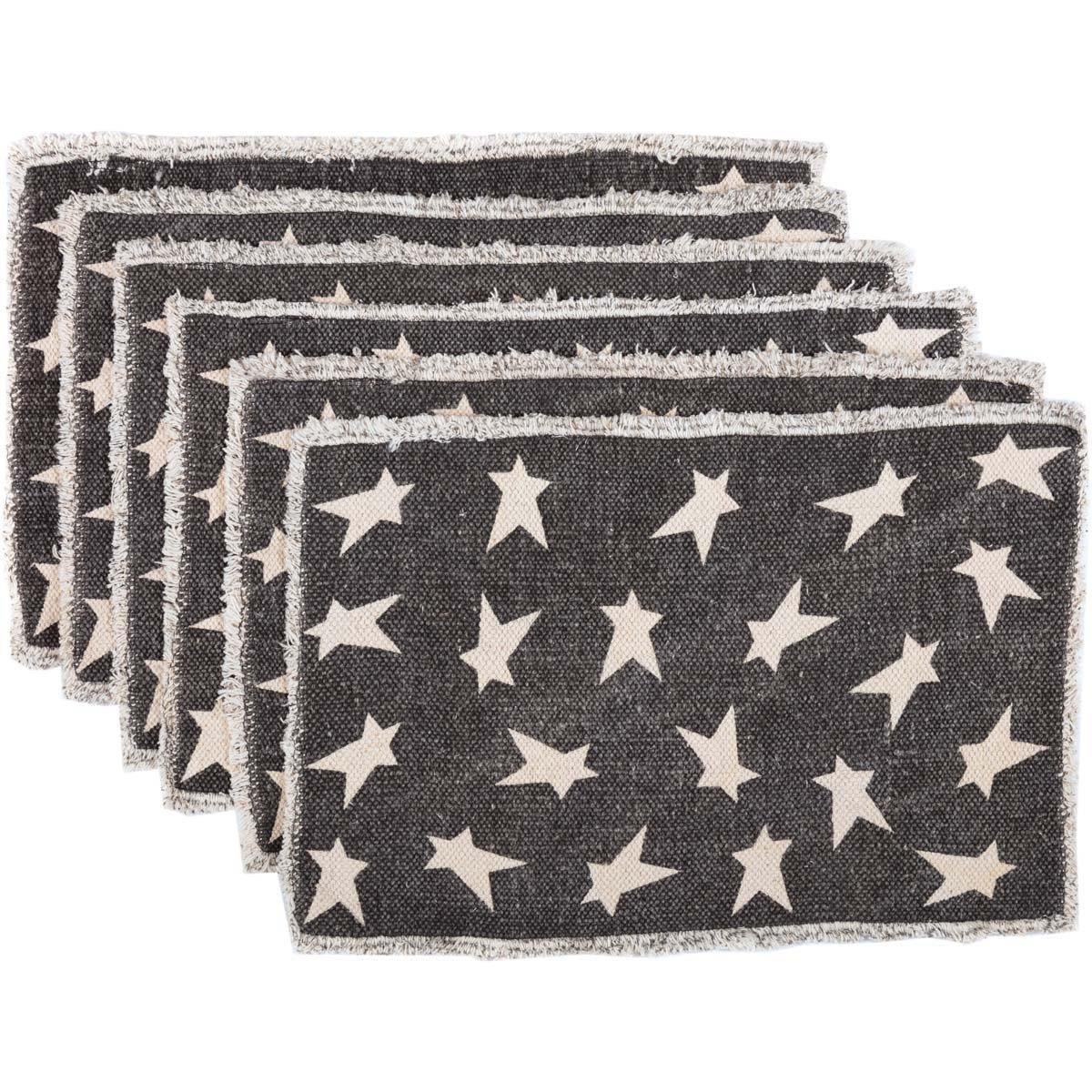 Black Primitive Star Placemat Set of 6 VHC Brands - The Fox Decor