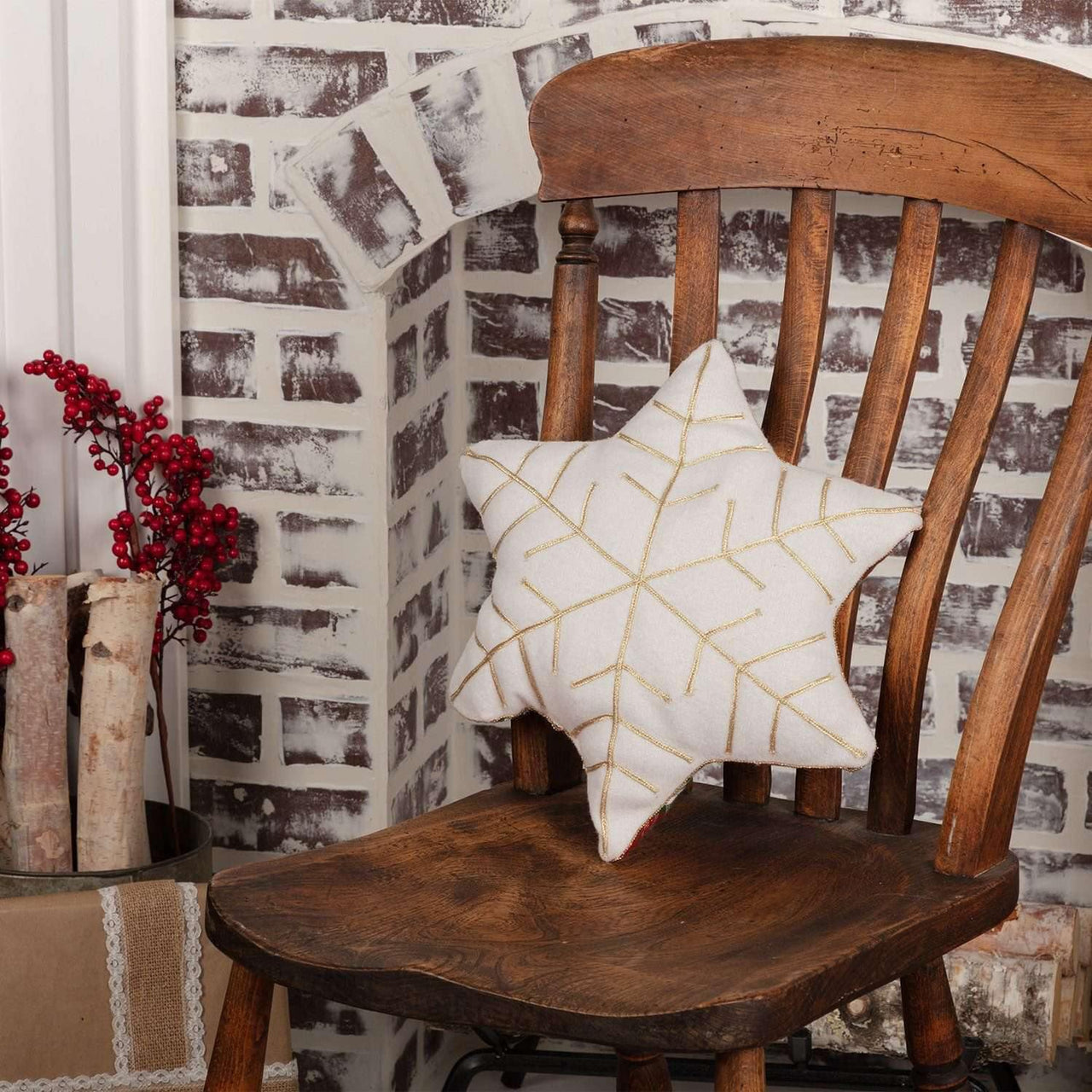 HO HO Holiday Snowflake Pillow 14x12
