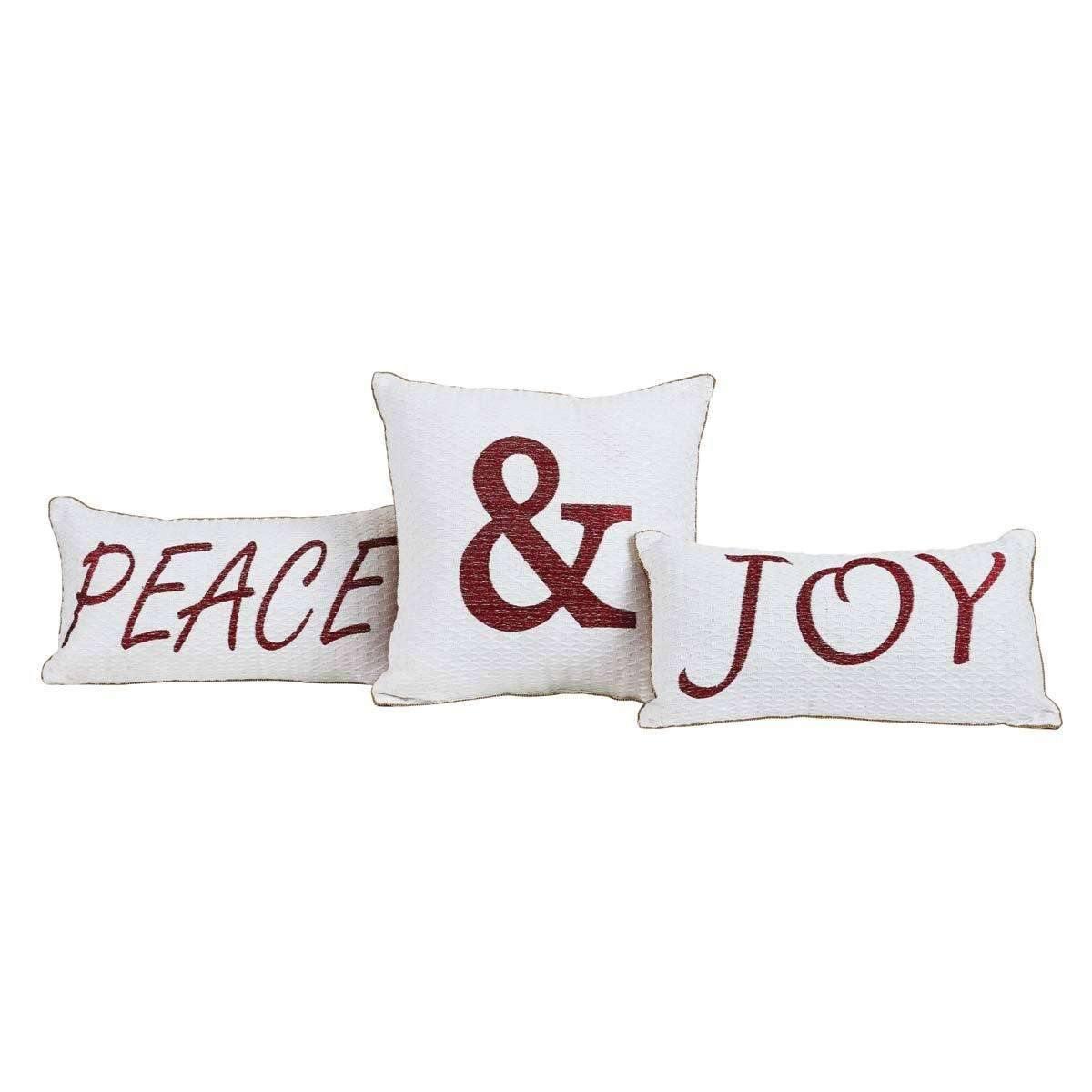 Vintage Stripe Peace & Joy Pillow Set of 3 Asstd Sizes - The Fox Decor