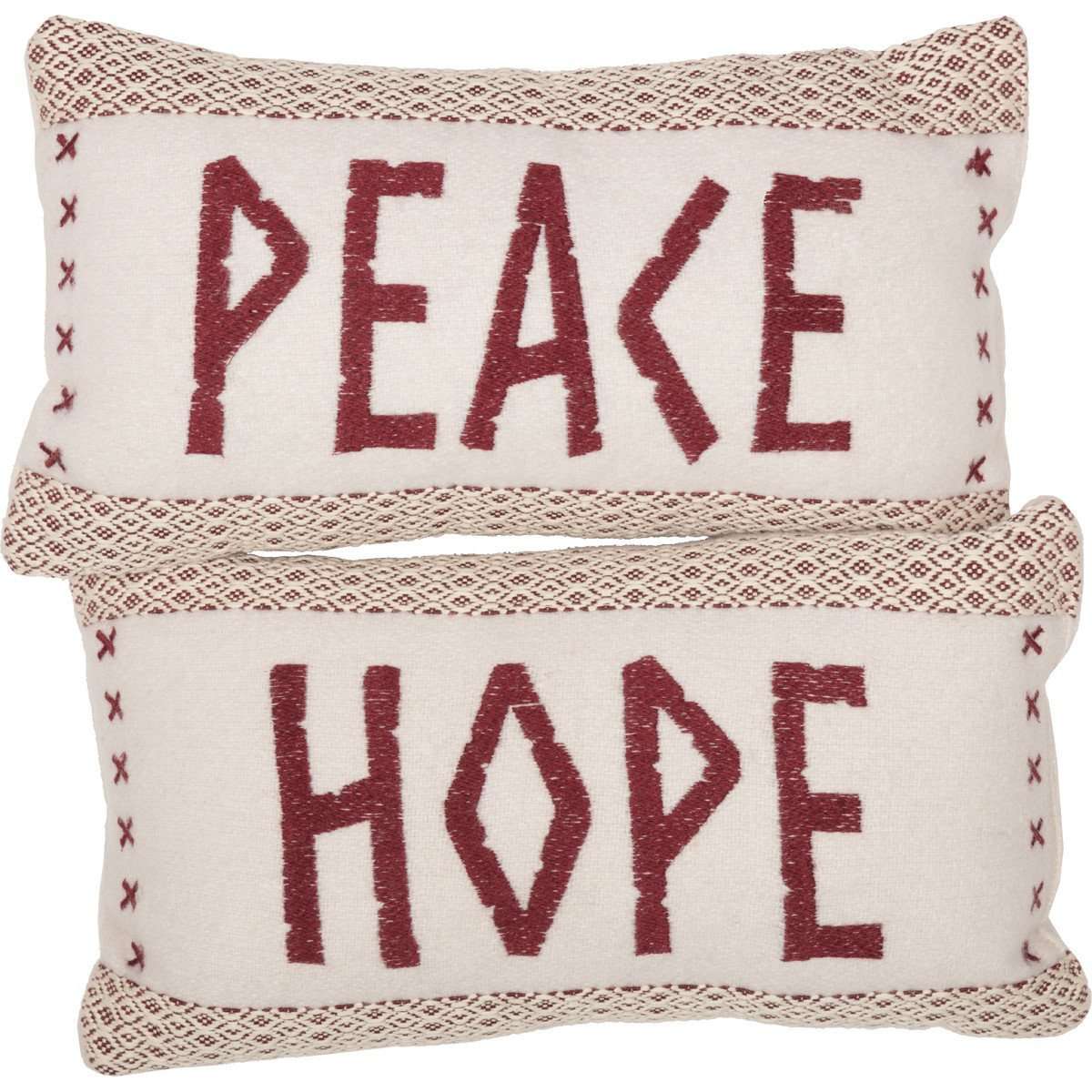 Liv Pillow Set of 2 (Peace & Hope) 7"x13" Country Creme, Crimson VHC Brands - The Fox Decor