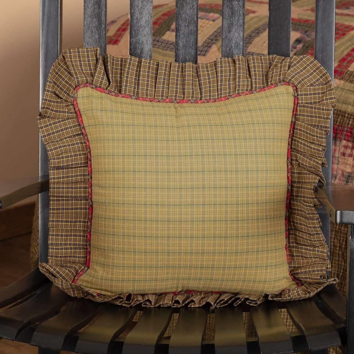 Tea Cabin Fabric Ruffled Pillow 16x16 VHC Brands