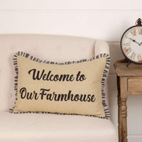 Thumbnail for Ashmont Burlap Vintage Welcome to Our Farmhouse Pillow 14x22 VHC Brands