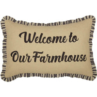 Thumbnail for Ashmont Burlap Vintage Welcome to Our Farmhouse Pillow 14x22 VHC Brands front