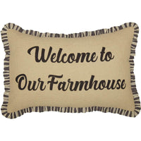 Thumbnail for Ashmont Burlap Vintage Welcome to Our Farmhouse Pillow 14x22 VHC Brands front