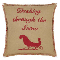 Thumbnail for Natural & Red Burlap Sleigh Pillow 16x16 - The Fox Decor