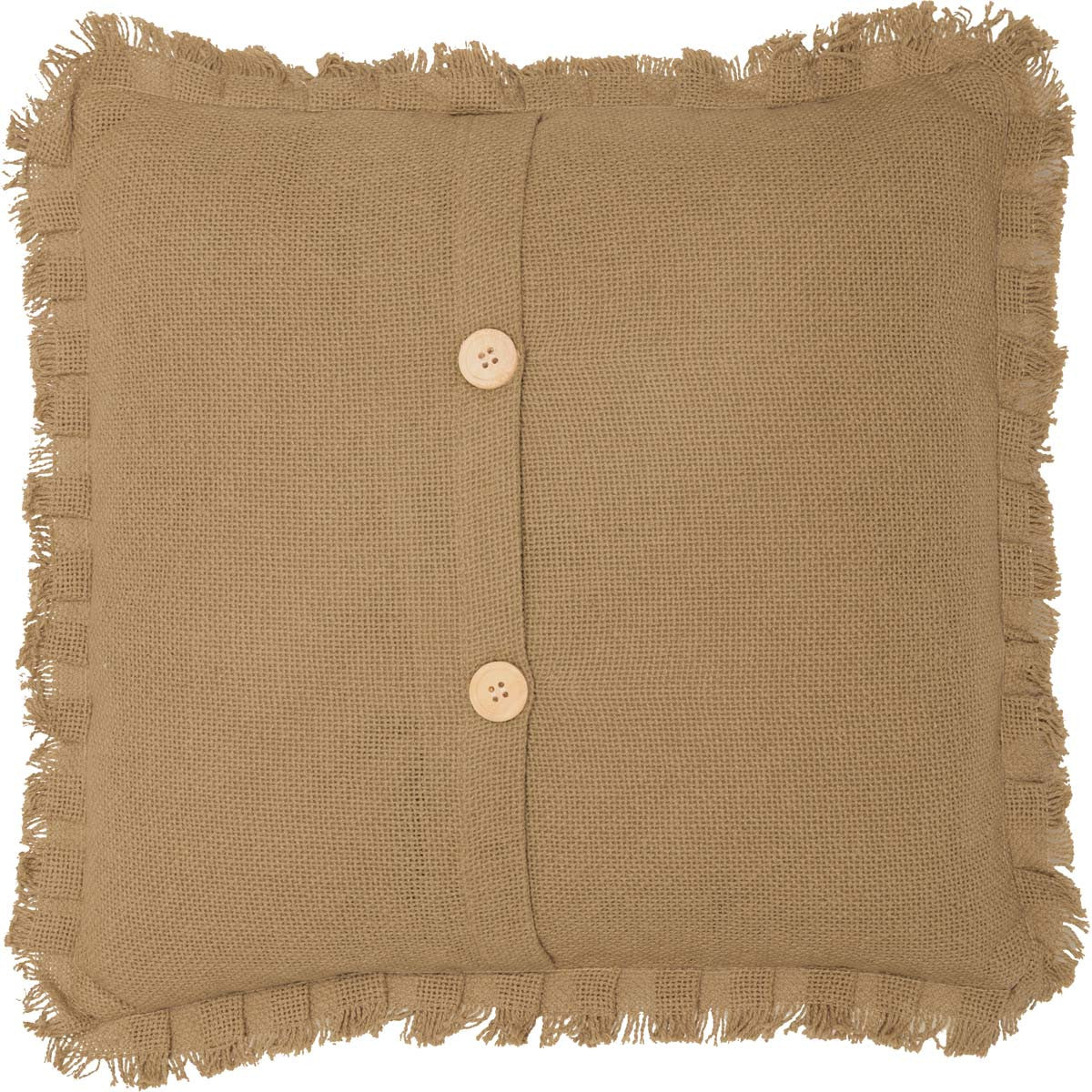 Burlap Natural Fringed Pillow, 16" Sq - The Fox Decor