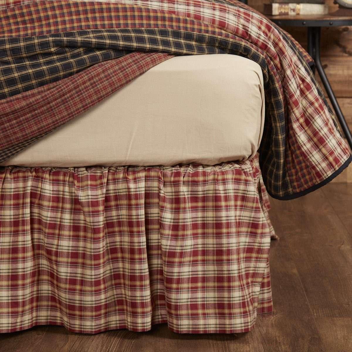 Beckham Plaid Bed Skirts Rust, Khaki, Soft Black VHC Brands - The Fox Decor
