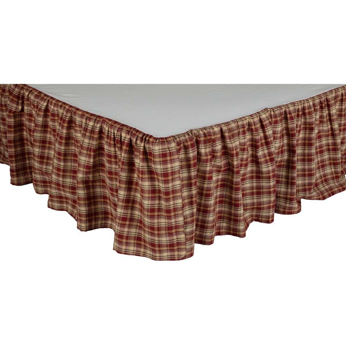 Beckham Plaid Bed Skirts Rust, Khaki, Soft Black VHC Brands - The Fox Decor